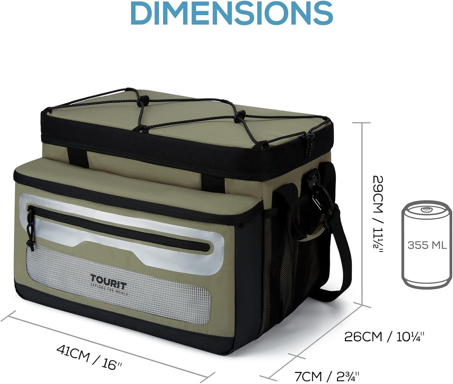 imageTOURIT Soft Cooler Bag 52 Can Large Collapsible Soft Sided Cooler 39 L Beach Portable Cooler Ice Chest Insulated for Picnic Beach Khaki