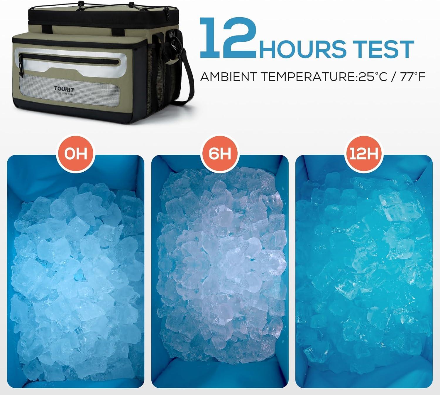 imageTOURIT Soft Cooler Bag 52 Can Large Collapsible Soft Sided Cooler 39 L Beach Portable Cooler Ice Chest Insulated for Picnic Beach Khaki