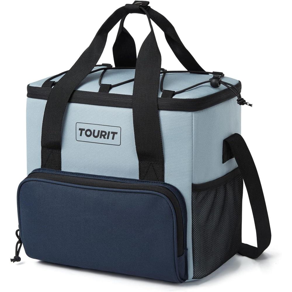 imageTOURIT Cooler Bag 243546Can Insulated Soft Cooler Portable Cooler Bag 1462432L Large Lunch Cooler for Picnic Beach Work TripGrey Blue