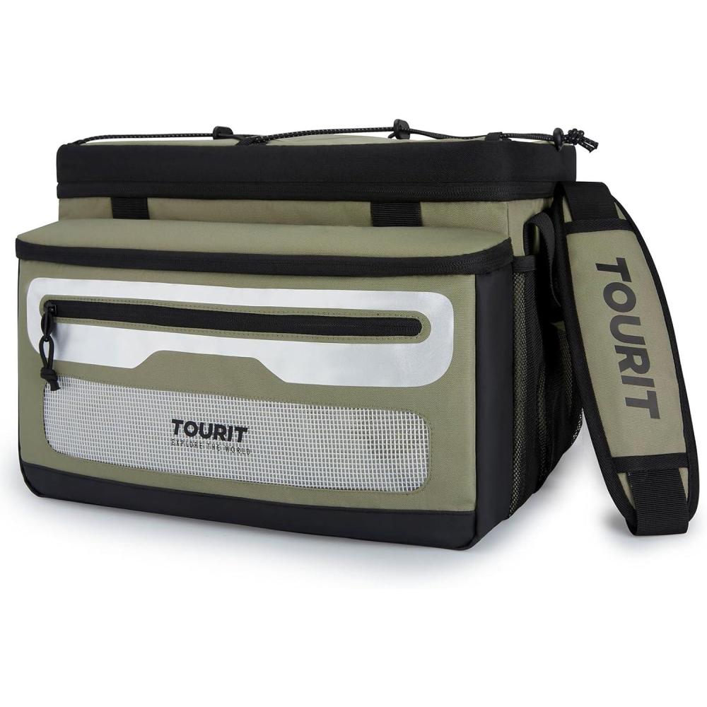 imageTOURIT Soft Cooler Bag 52 Can Large Collapsible Soft Sided Cooler 39 L Beach Portable Cooler Ice Chest Insulated for Picnic Beach Khaki