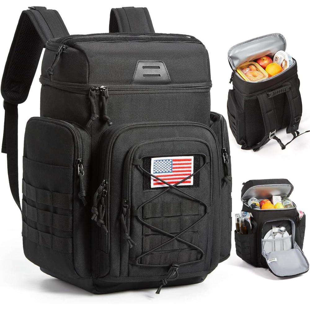 image:imageTOURIT Tactical Backpack Cooler Insulated Leak Proof 42Can30L Large Cooler Backpack Insulated Waterproof Ice Chest with MultiPocket Soft Cooler Bag for Camping Beach Fishing Picnic OutdoorAurora Black