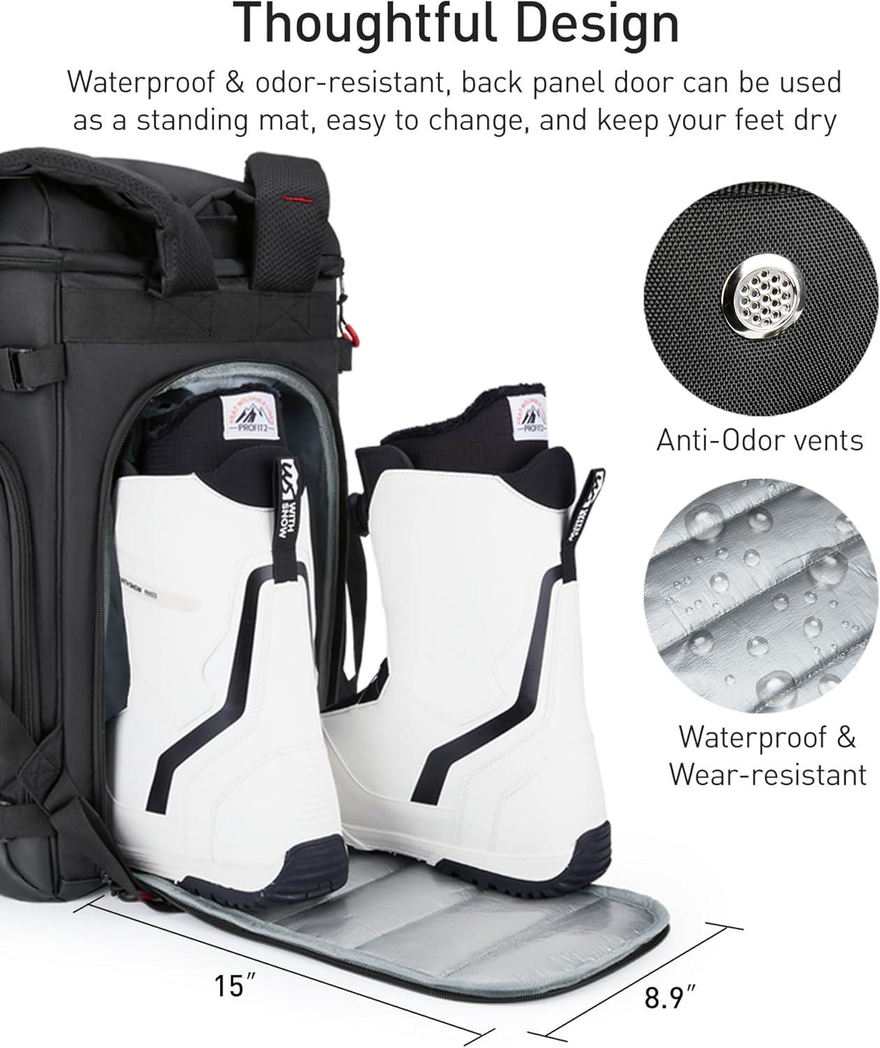 image:imageTOURIT Ski Boot Bag Snowboard Backpack 5560L Waterproof Unisex Helmet and Accessories Carrying Bag
