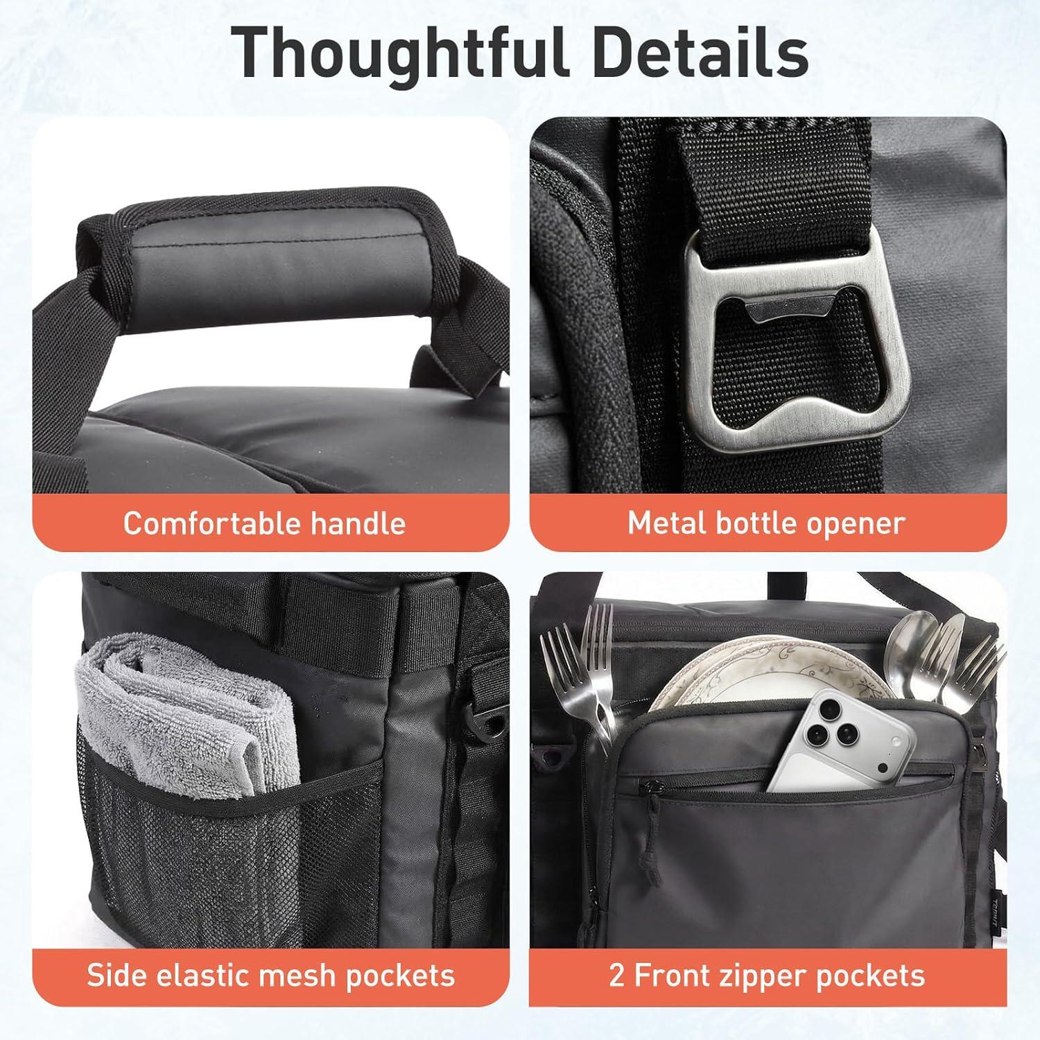 image:imageTOURIT 2Zone Soft Cooler Bag 3048Cans Dry amp Wet Insulated Beach Cooler Lunch Bag Leakproof Ice Chest for Camping Picnic Hiking TravelDark Gray