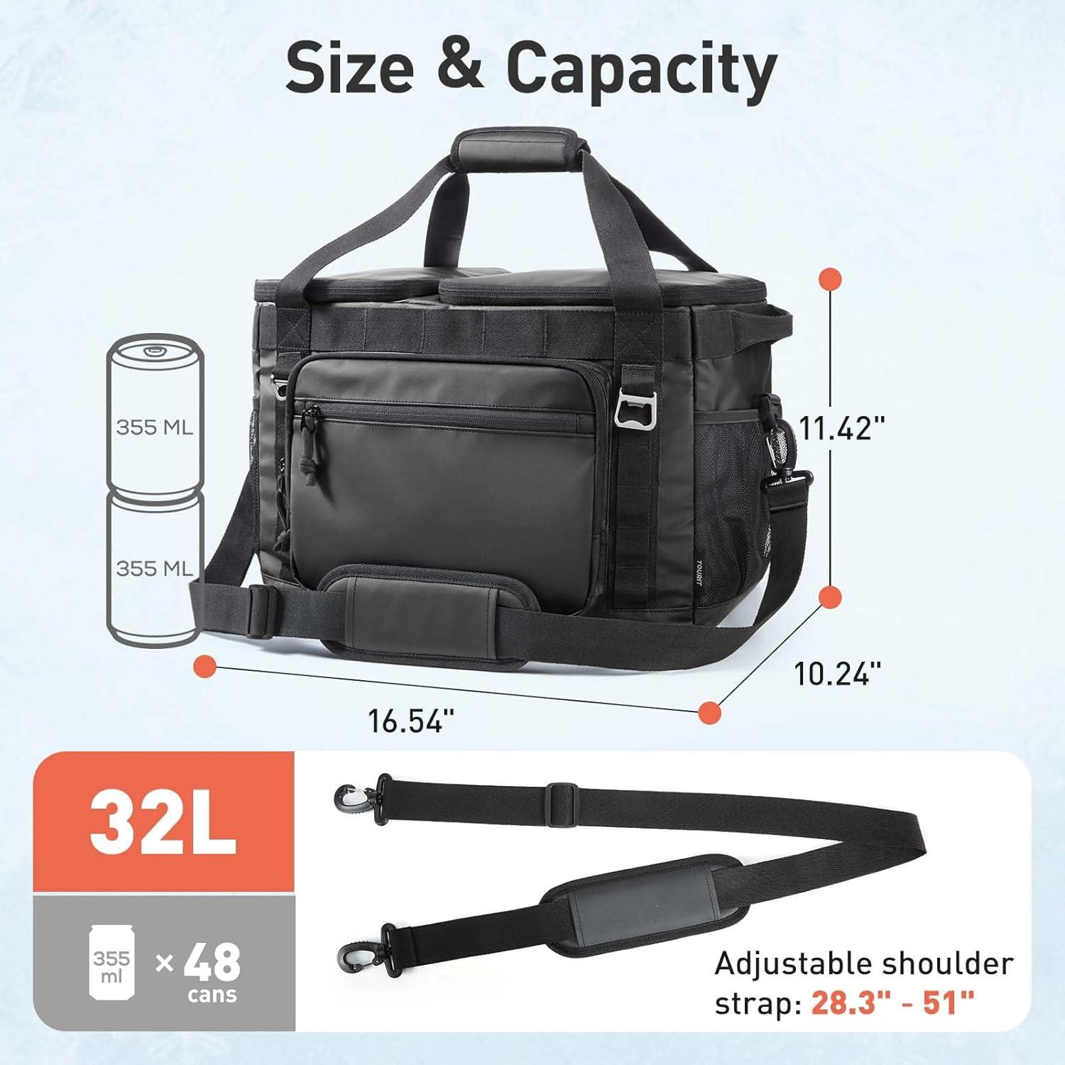 image:imageTOURIT 2Zone Soft Cooler Bag 3048Cans Dry amp Wet Insulated Beach Cooler Lunch Bag Leakproof Ice Chest for Camping Picnic Hiking TravelDark Gray