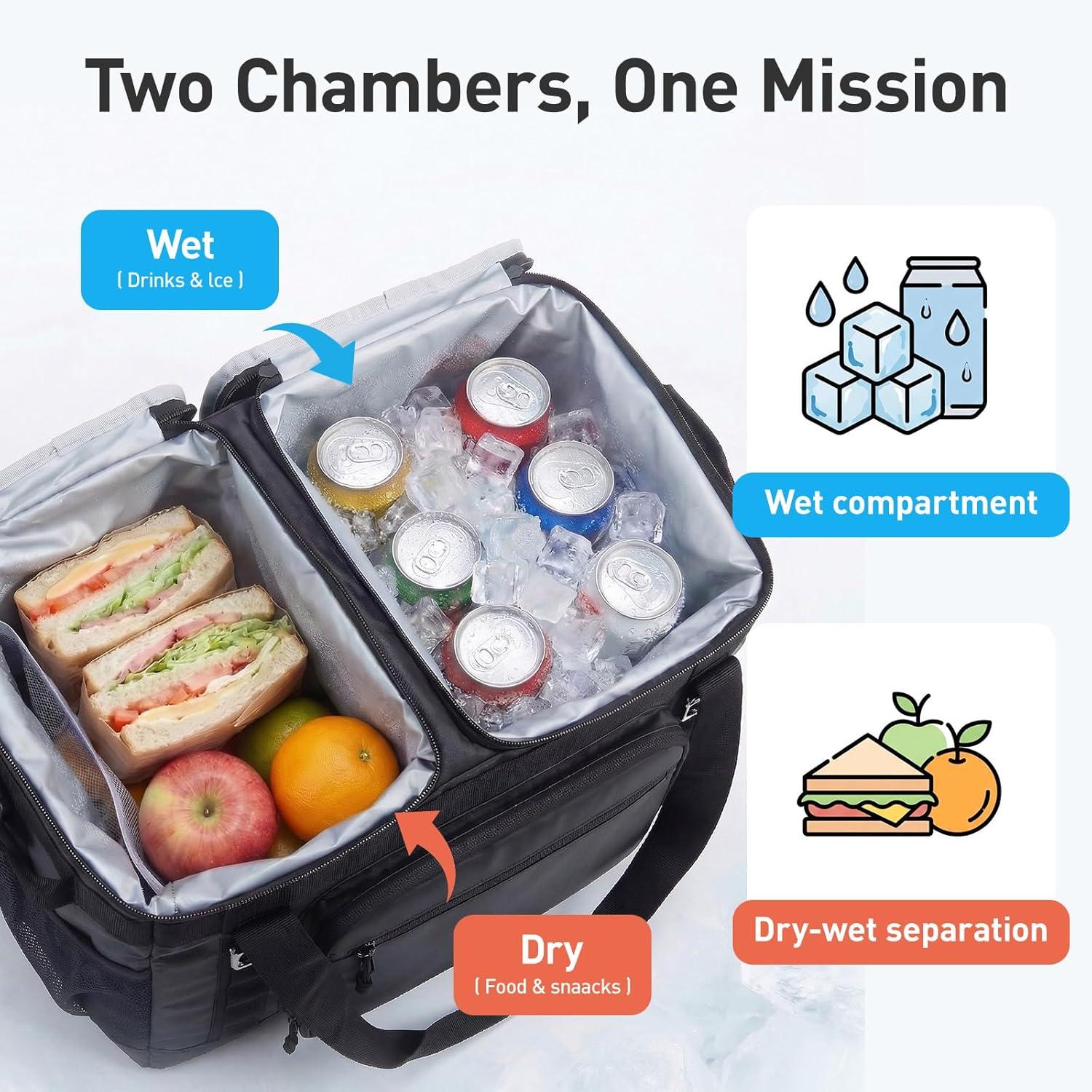 image:imageTOURIT 2Zone Soft Cooler Bag 3048Cans Dry amp Wet Insulated Beach Cooler Lunch Bag Leakproof Ice Chest for Camping Picnic Hiking TravelForest Green