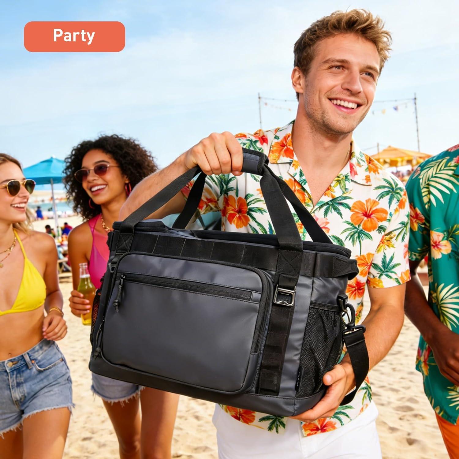 image:imageTOURIT 2Zone Soft Cooler Bag 3048Cans Dry amp Wet Insulated Beach Cooler Lunch Bag Leakproof Ice Chest for Camping Picnic Hiking TravelForest Green