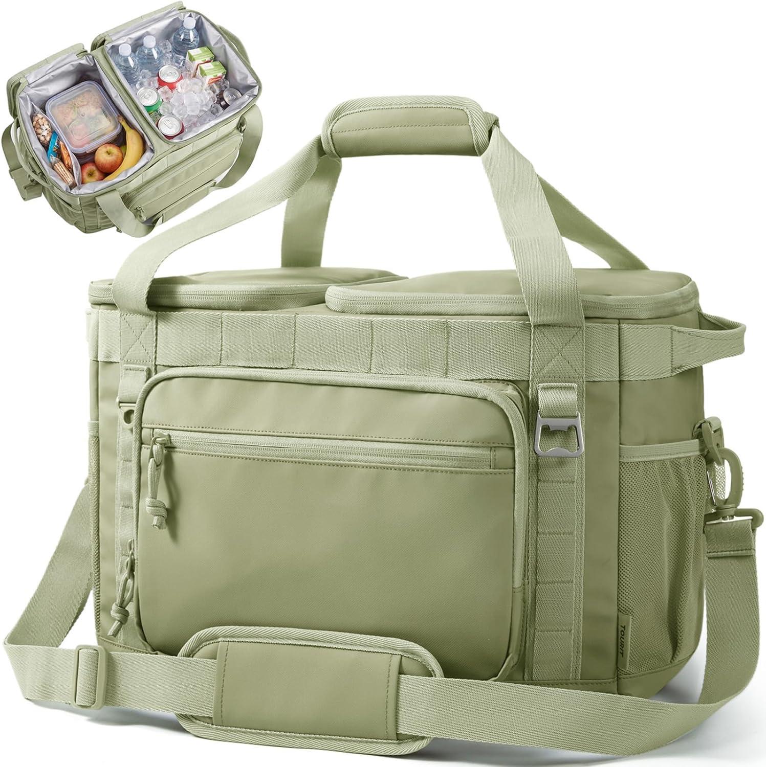 image:imageTOURIT 2Zone Soft Cooler Bag 3048Cans Dry amp Wet Insulated Beach Cooler Lunch Bag Leakproof Ice Chest for Camping Picnic Hiking TravelForest Green