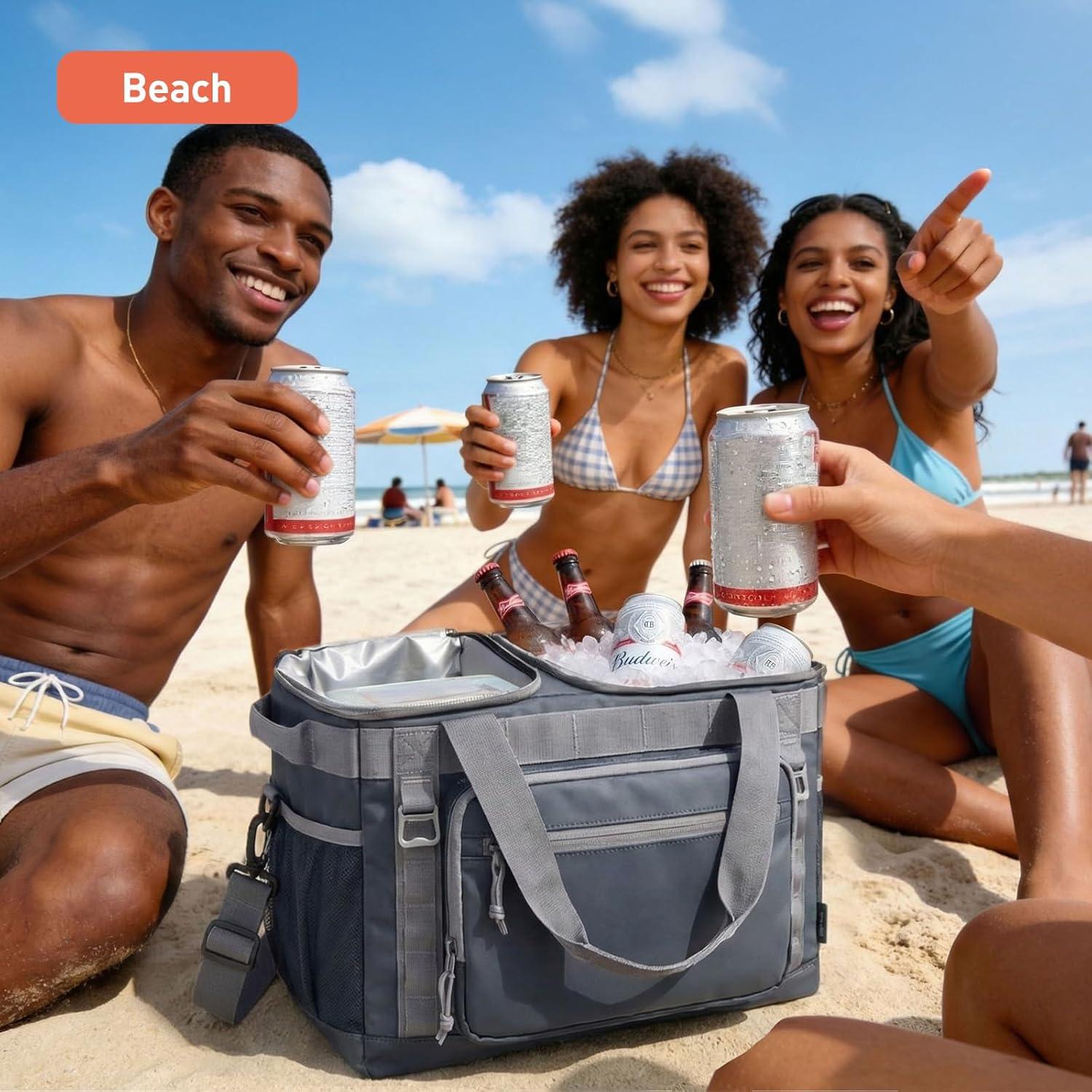 image:imageTOURIT 2Zone Soft Cooler Bag 3048Cans Dry amp Wet Insulated Beach Cooler Lunch Bag Leakproof Ice Chest for Camping Picnic Hiking TravelForest Green