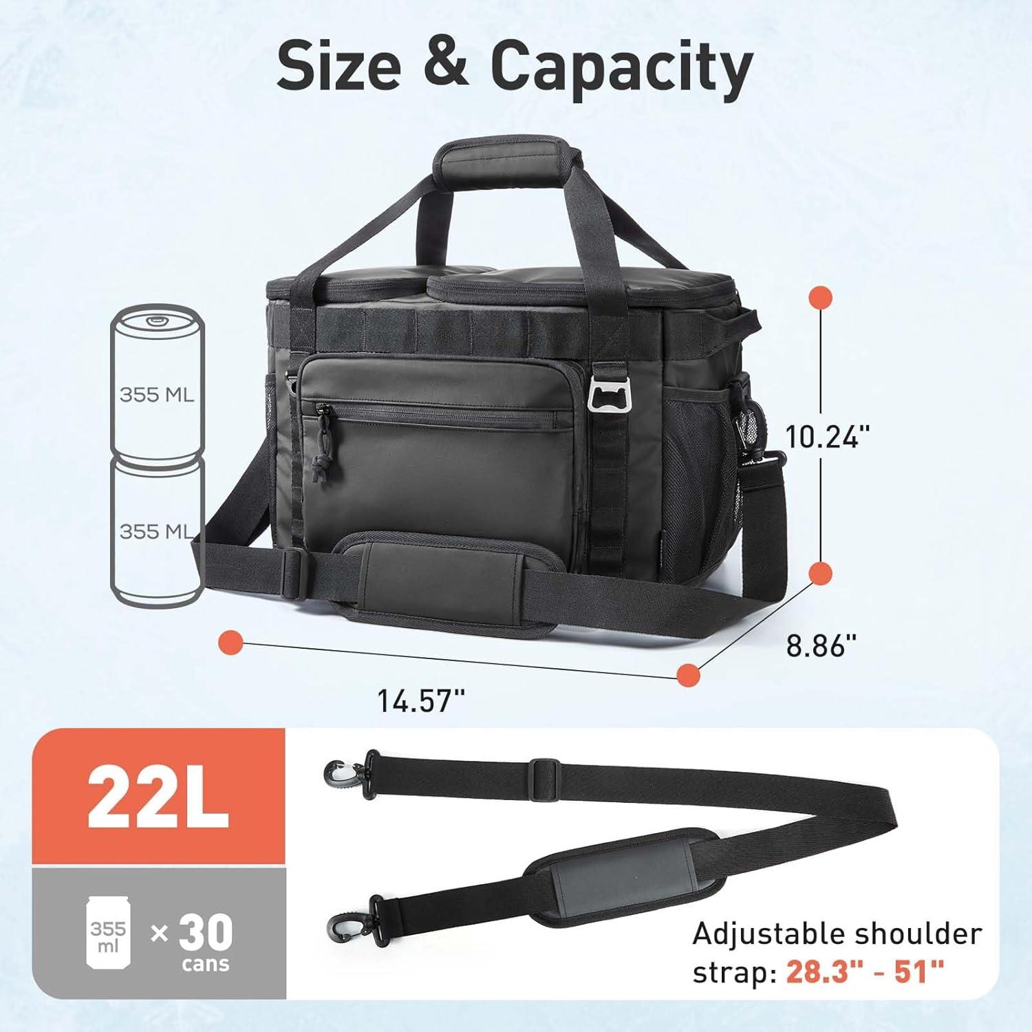 image:imageTOURIT 2Zone Soft Cooler Bag 3048Cans Dry amp Wet Insulated Beach Cooler Lunch Bag Leakproof Ice Chest for Camping Picnic Hiking TravelForest Green