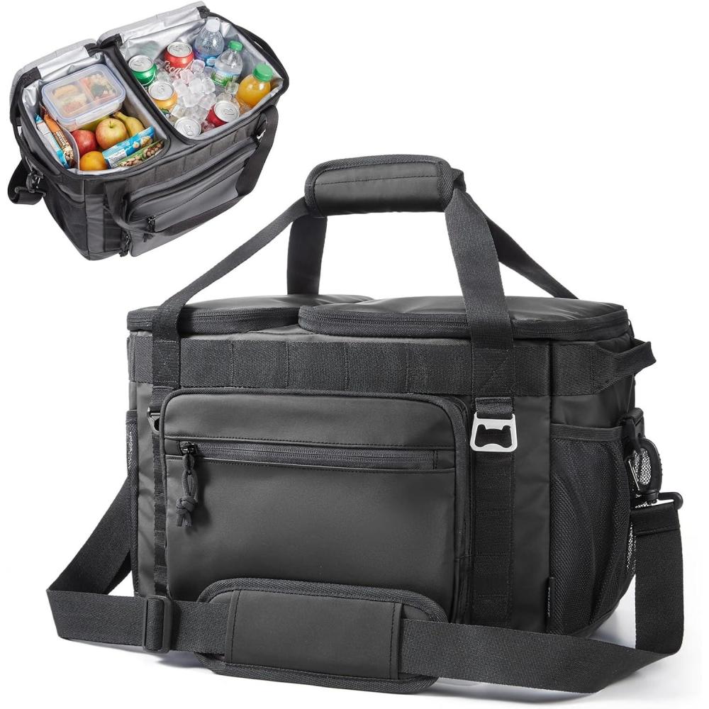 image:imageTOURIT 2Zone Soft Cooler Bag 3048Cans Dry amp Wet Insulated Beach Cooler Lunch Bag Leakproof Ice Chest for Camping Picnic Hiking TravelBlack