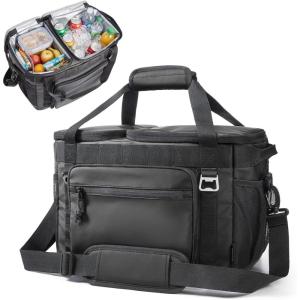 TOURIT 2-Zone Soft Cooler Bag 30/48Cans, Dry & Wet Insulated Beach Cooler, Lunch Bag, Leakproof Ice Chest for Camping, Picnic, Hiking, Travel(Black)