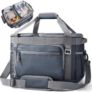 TOURIT 2-Zone Soft Cooler Bag 30/48Cans, Dry & Wet Insulated Beach Cooler, Lunch Bag, Leakproof Ice Chest for Camping, Picnic, Hiking, Travel(Navy Blue)