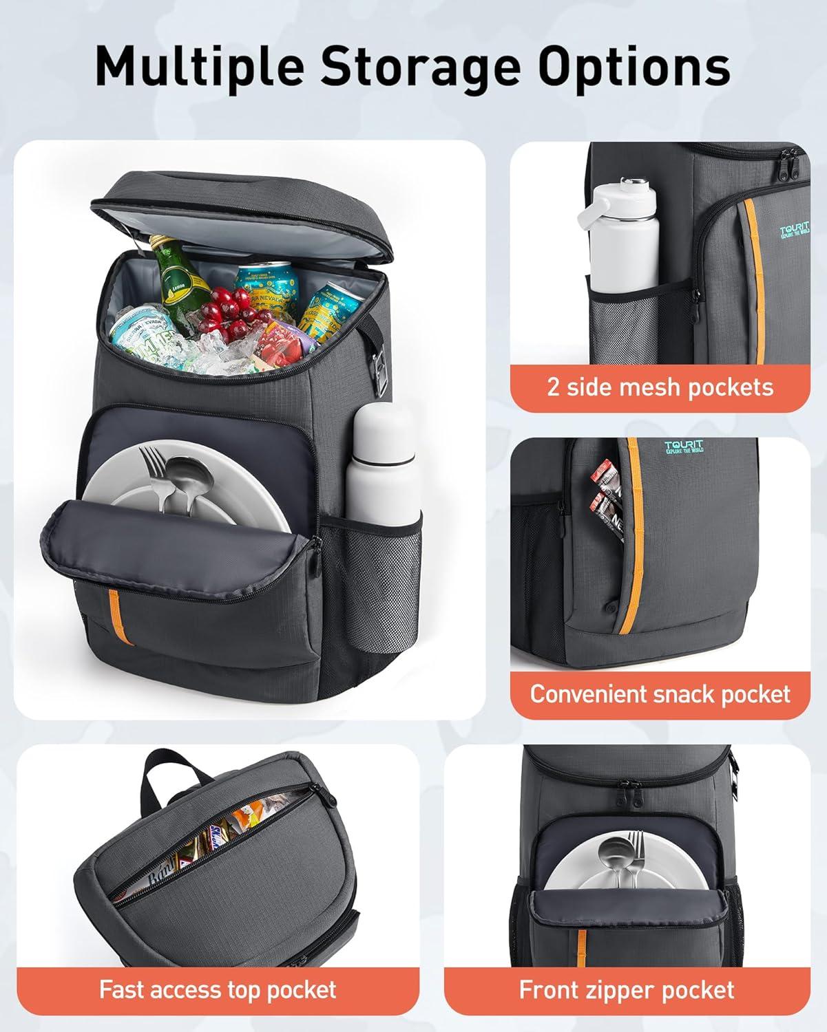 image:imageTOURIT Cooler Backpack Lightweight Insulated Backpack Cooler LeakProof for Men and Women Sports Fan Coolers01Black