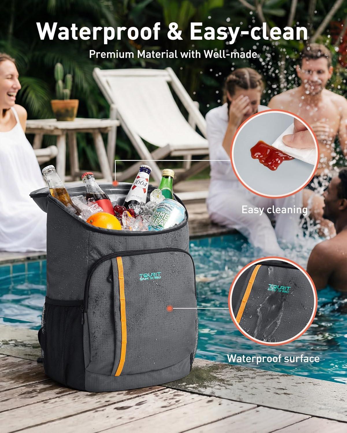 image:imageTOURIT Cooler Backpack Lightweight Insulated Backpack Cooler LeakProof for Men and Women Sports Fan Coolers01Black