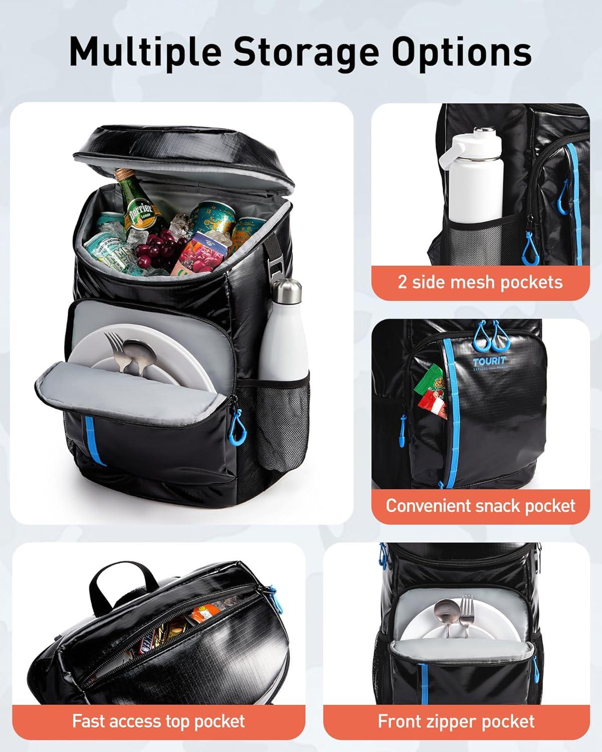 image:imageTOURIT Cooler Backpack Lightweight Insulated Backpack Cooler LeakProof for Men and Women Sports Fan Coolers02Black