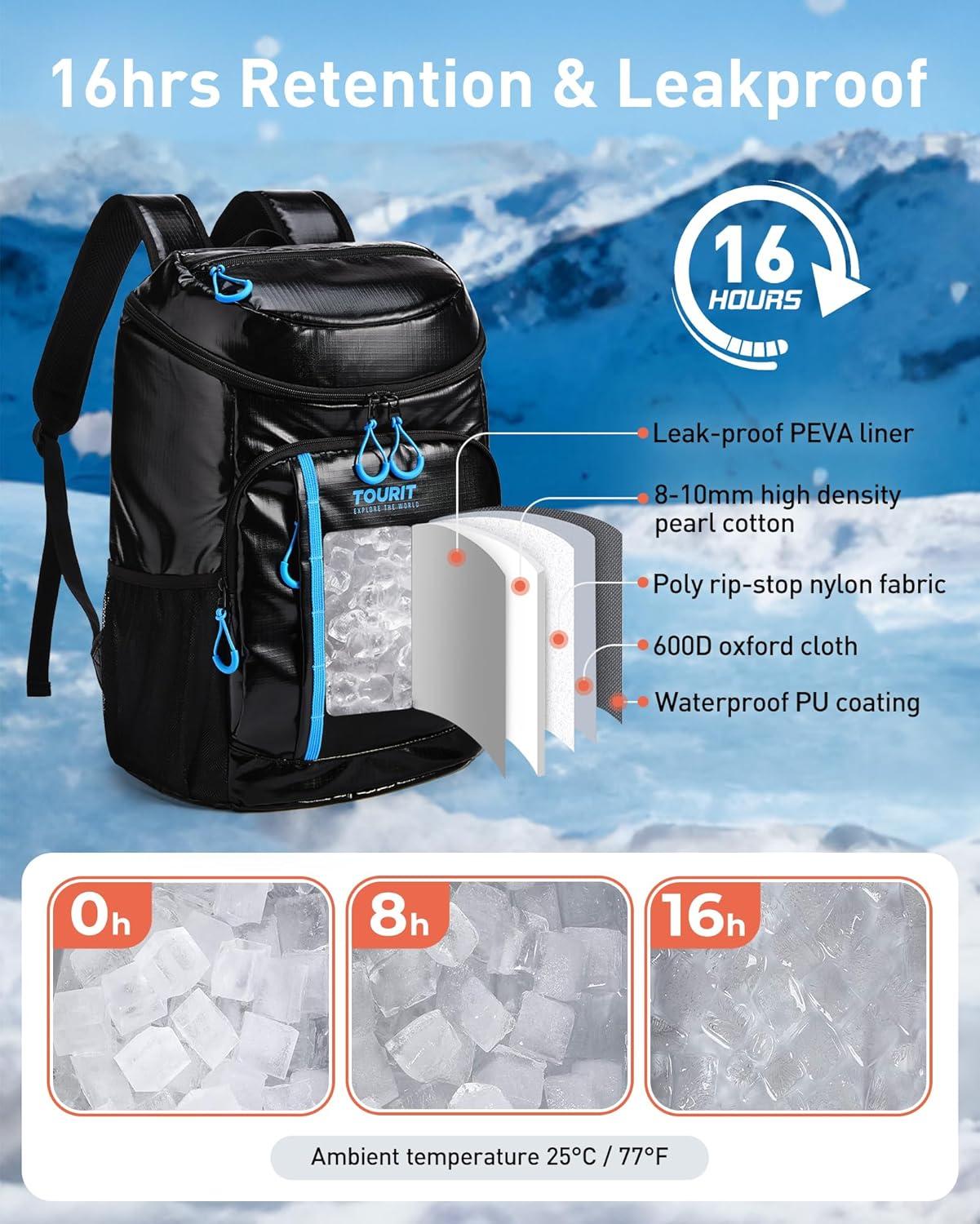 image:imageTOURIT Cooler Backpack Lightweight Insulated Backpack Cooler LeakProof for Men and Women Sports Fan Coolers02Brown