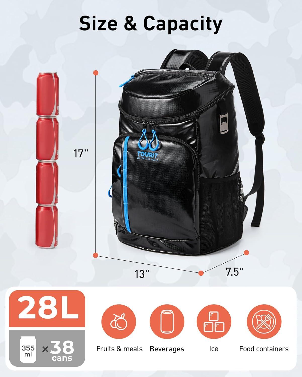 image:imageTOURIT Cooler Backpack Lightweight Insulated Backpack Cooler LeakProof for Men and Women Sports Fan Coolers02Brown