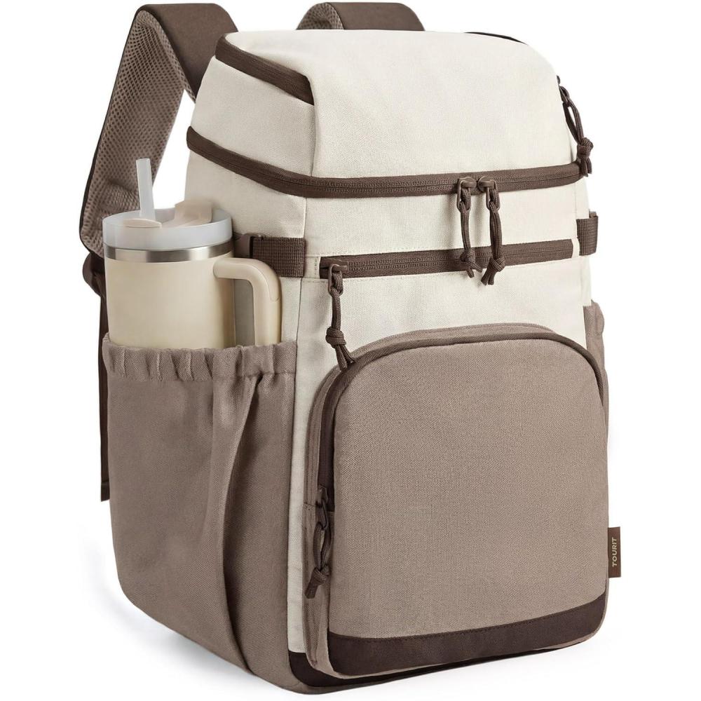 image:imageTOURIT Insulated Cooler Backpack 30 Cans Leakproof Double Deck Lunch Cooler Bag Lightweight Waterproof Backpack Cooler for Men Women Beach Camping Picnic Hiking TravelKazhi Brown