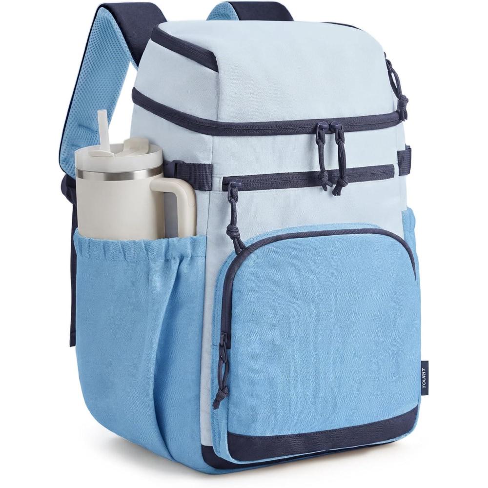 image:imageTOURIT Insulated Cooler Backpack 30 Cans Leakproof Double Deck Lunch Cooler Bag Lightweight Waterproof Backpack Cooler for Men Women Beach Camping Picnic Hiking TravelSlate Blue