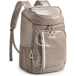 TOURIT Cooler Backpack Lightweight Insulated Backpack Cooler Leak-Proof for Men and Women, Sports Fan Coolers(02-Brown)