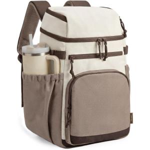 TOURIT Insulated Cooler Backpack 30 Cans, Leakproof Double Deck Lunch Cooler Bag, Lightweight Waterproof Backpack Cooler for Men Women, Beach Camping Picnic Hiking Travel(Kazhi Brown)