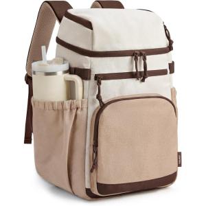 TOURIT Insulated Cooler Backpack 30 Cans, Leakproof Double Deck Lunch Cooler Bag, Lightweight Waterproof Backpack Cooler for Men Women, Beach Camping Picnic Hiking Travel(Brown)