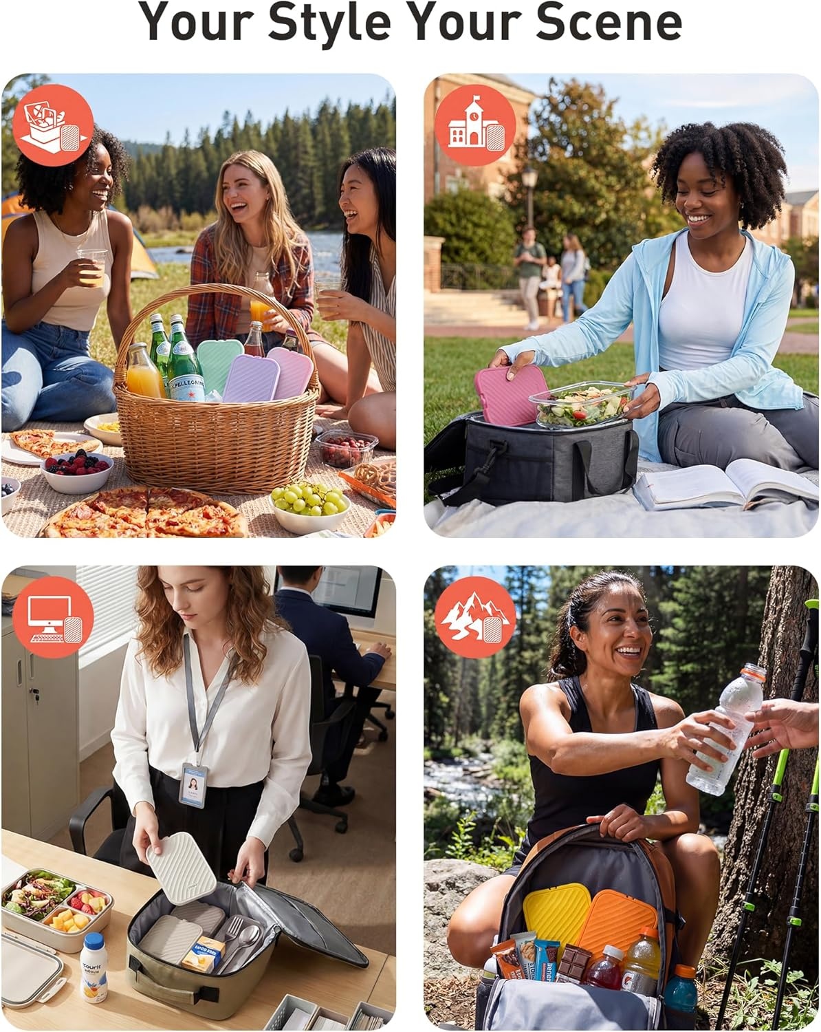 image:imageTOURIT Slim Ice Packs for Lunch Boxes and Coolers 4 Pack Reusable Lunch Box Cooler Ice Packs Long Lasting BPAFree NonToxic Freezer Packs for Lunch Bags Travel Picnic or CampingBaby Blue