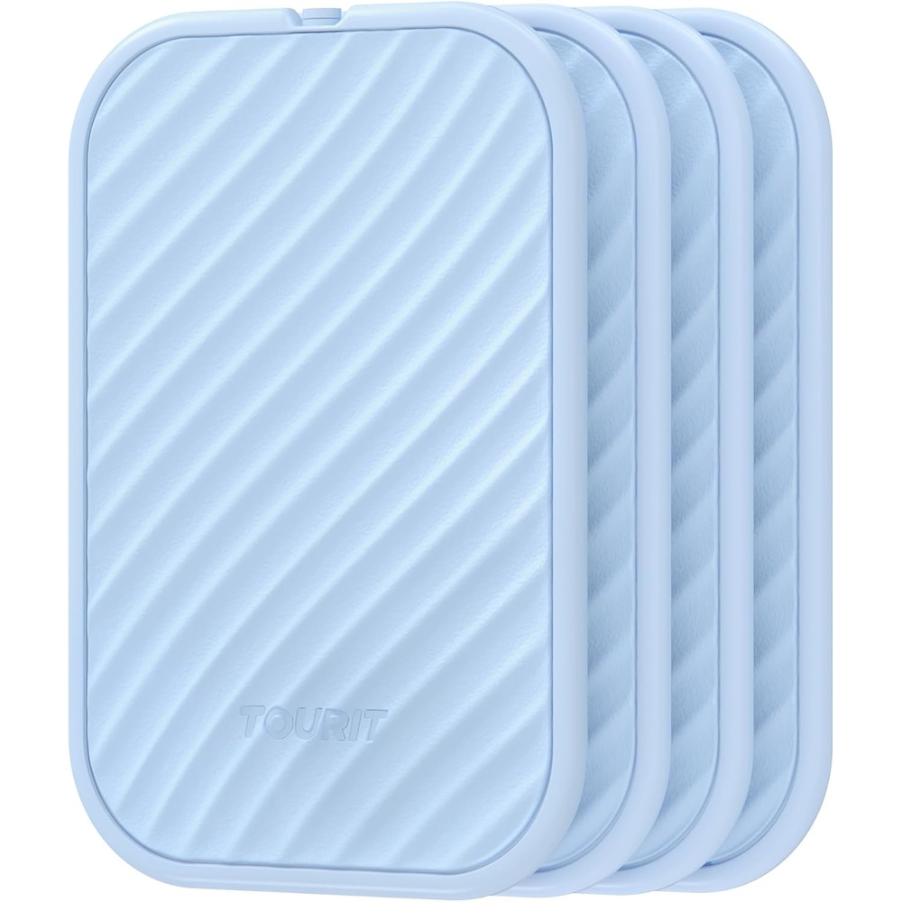 image:imageTOURIT Slim Ice Packs for Lunch Boxes and Coolers 4 Pack Reusable Lunch Box Cooler Ice Packs Long Lasting BPAFree NonToxic Freezer Packs for Lunch Bags Travel Picnic or CampingBaby Blue