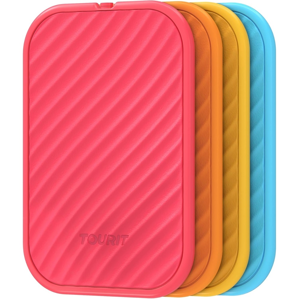 image:imageTOURIT Slim Ice Packs for Lunch Boxes and Coolers 4 Pack Reusable Lunch Box Cooler Ice Packs Long Lasting BPAFree NonToxic Freezer Packs for Lunch Bags Travel Picnic or CampingRainbow