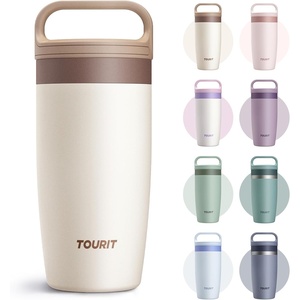 TOURIT Travel Coffee Mug 16 oz, Leakproof 2-Part Drink Lid Coffee Tumbler Cup, Insulated Stainless Steel Travel Mug, Dishwasher Safe Reusable Water Bottle, BPA-Free Coffee Mug,Off-White(Off-White)